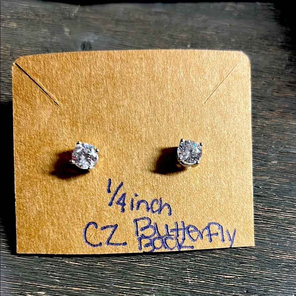 Elegant Silver CZ Stud Earrings